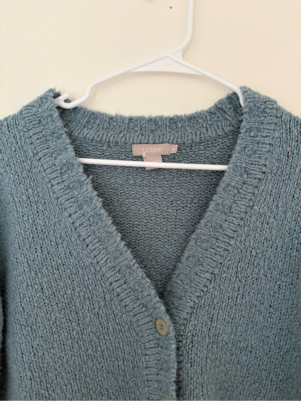 J Crew Wool Blend Dusty Blue Button Up Chunky Cardigan Sweater Women’s MEDIUM - Picture 2 of 5
